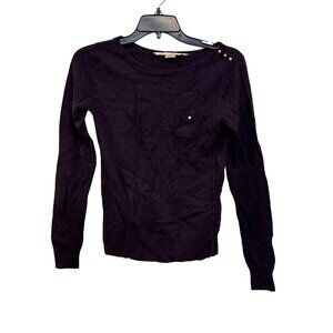 Nougat London Womens Purple Sweater With Pearl Button Accents Size S Viscose Ble